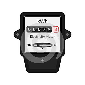 Electric power meter. Energy, electricity counter. Vector illustration.